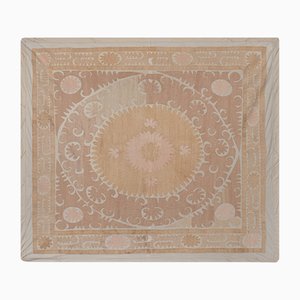 Nappe Suzani Vintage Beige et Rose avec Broderie