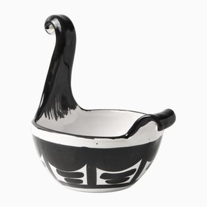 Italian Black and White Ceramic Candleholder from Fratelli Fanciullacci, 1960s
