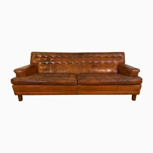 Sofá Merkur vintage de cuero de Arne Norell, años 60
