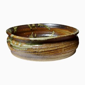 Japanese Brutalist Art Ceramic Bowl from Iga