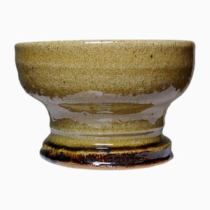 Large Japanese Artisanal Ash Glazed Ceramic Bowl or Pocket Emptier