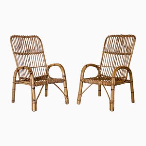 Poltrone vintage in bambù, anni '70, set di 2