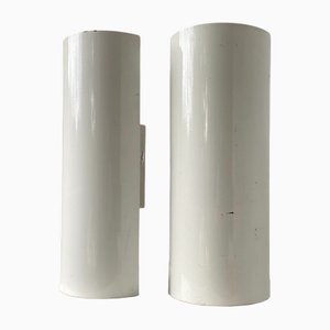 Weiß Lackierte Metall Wandlampen von Parscot, 1980er, 2er Set