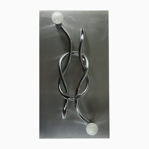 Vintage Missaglia Wall Lamp in Steel by Giacomo Benevelli, 1970s