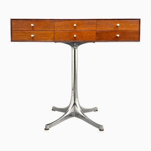 Small Chest of 6 Drawers in Teak with Chrome-Plated Base by George Nelson for Herman Miller, USA, 1950s