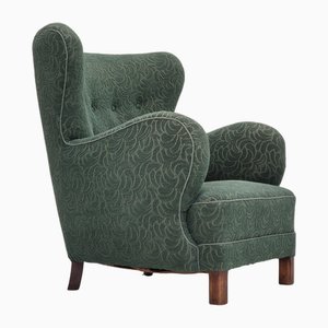 Chaise Vintage en Tissu avec Pieds en Hêtre, Danemark, 1960s