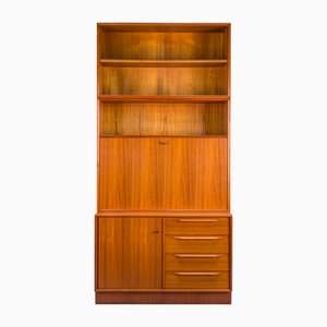 Large Vintage Bookcase with Bar in Teak by Heinrich Riestenpatt, 1960s