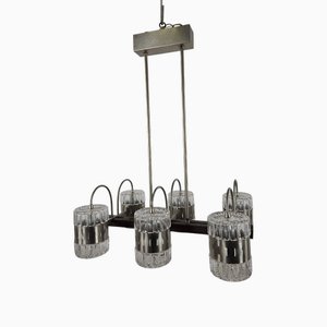 Vintage Kronleuchter mit 6 Leuchten aus Muranoglas & Metall, 1970er