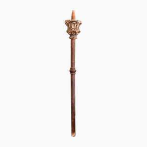 Church and Procession Candleholder in Enamelled Wood, Tuscany, Italy, 18th Century