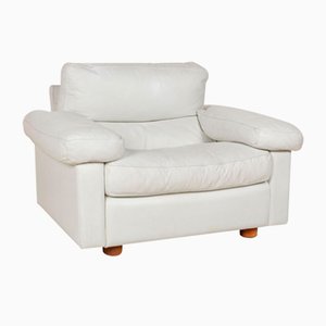 Petronio Leather Armchair in White by Tito Agnoli for Poltrona Frau