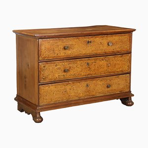17th Century Chest of Drawers in Walnut with 3 Drawers, Italy