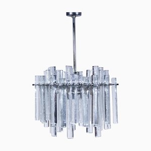 Grand Lustre Ice Glass Rods attribué à Kinkeldey, 1960s