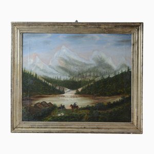 Berglandschaft, 19. Jh., Ölgemälde, Gerahmt