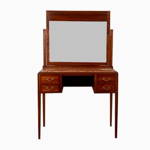 Toeletta Art Nouveau Liberty a 4 cassetti con ripiano in marmo, Italia, fine XIX secolo