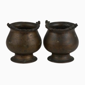 Pots et Bols avec Poignées en Bronze, Italie, 1950s, Set de 2