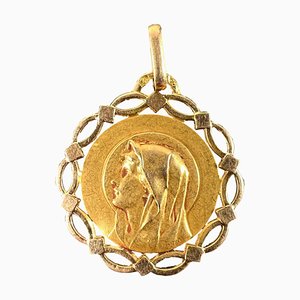 Französische Perroud Medaillen-Anhänger mit Rahmen aus 18 Karat Gelbgold von Pageri, 1930er