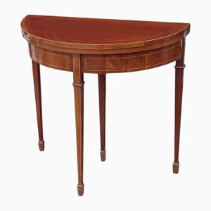 Mesa de cartas eduardiana de caoba con incrustaciones