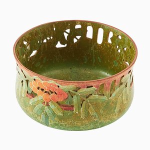 Art Nouveau Nut Bowl with Openwork and Painted Decoration, Early 20th Century