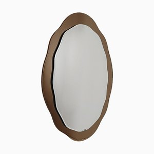 Mid 20th Century Modern Italian Organic Mirror in Bronzed Glass by Cristal Arte, 1970s