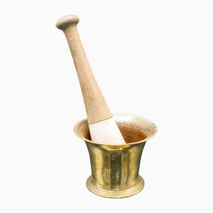 Antique French Chemists Mortar and Pestle, 1890s, Set of 2