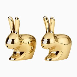 Italian Brass Rabbit Salt and Pepper by Ghidini 1961, Set of 2
