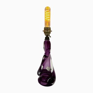 Eclair Table Lamp in Violet and Clear Crystal from Val Saint Lambert, 1960s