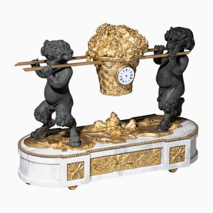 Mantel Clock with Small Satyrs, Early 19th Century