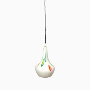 Lampe à Suspension Vintage en Verre Opalin, 1960s