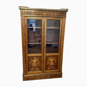 Antike viktorianische Vitrine mit Intarsien, 1860
