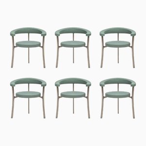Italian Burnished Brass Armchairs by Ghidini 1961, Set of 6