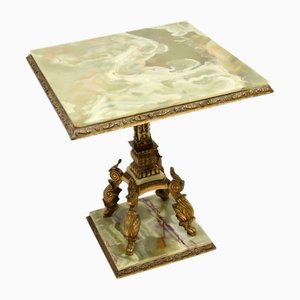 Vintage French Onyx and Gilt Metal Coffee Table, 1930