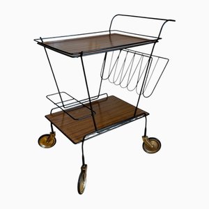 Danish Style Trolley with Magazine Rack attributed to Paul Nagel, Germany, 1960s