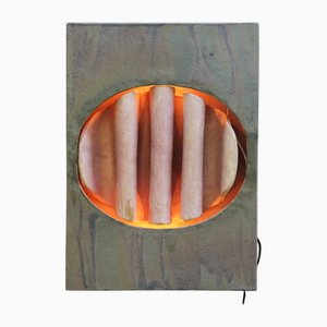 Brutalist Geometric Ceramic Wall Light in Brown Tones by Walburga Külz, Germany, 1975