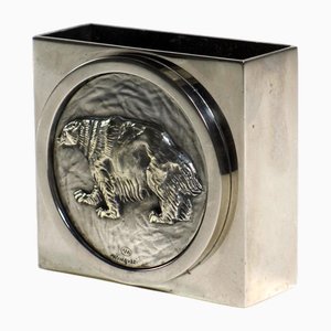 Portapenne in metallo argentato di Luciano Minguzzi, anni '70