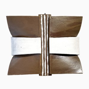Brutalist Brown Ceramic Wall Light attributed to Walburga Külz, Germany, 1975