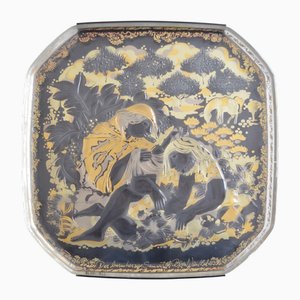 Vintage Glass Wall Plate by Bjørn Wiinblad for Rosenthal, 1983