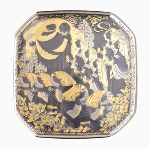 Vintage Glass Wall Plate by Bjørn Wiinblad for Rosenthal, 1987