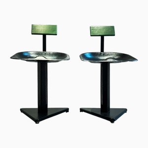 Set of Postmodern Dining Chairs in Black and Green, Milan, 1987
