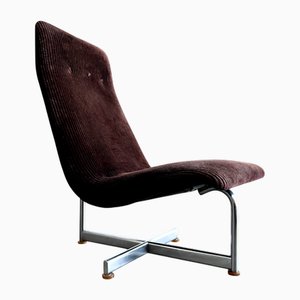 Mid-Century Modern Corduroy and Chrome Lounge Chair attributed to Kho Liang Ie, Netherlands, 1975