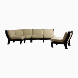 Mid-Century Modular Corner Sofa in Wool, Belgium, 1960s, Set of 3