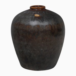 Large Vintage Black Storage Jar
