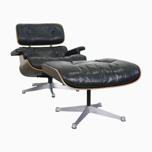 Sillón y otomana de Charles & Ray Eames para Herman Miller, años 70-80. Juego de 2