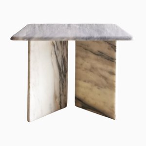 Brutalistischer Mid-Century Couchtisch aus Weißgrauem Marmor, 1970er