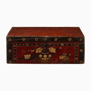 Rot & Schwarz lackierte Aufbewahrungsbox, 1890er