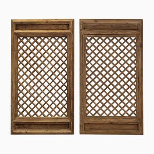 Lattice Window Panels, 1900s, Set of 2