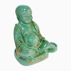 Crodo Advertising Buddha Figure Green Pottery Change Dish, 1950s