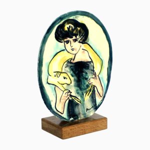 Ceramic Plate by Remo Brindisi for Rossicone, 1980s