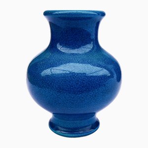 Blue Ceramic Vase by Pol Chambost , 1970s