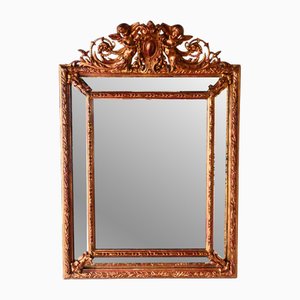 French Mirror in Gilded Wood with Cherubs
