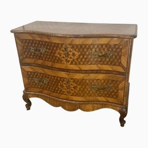 Barocke Kommode aus Nussholz mit Würfel Intarsien, 1760er